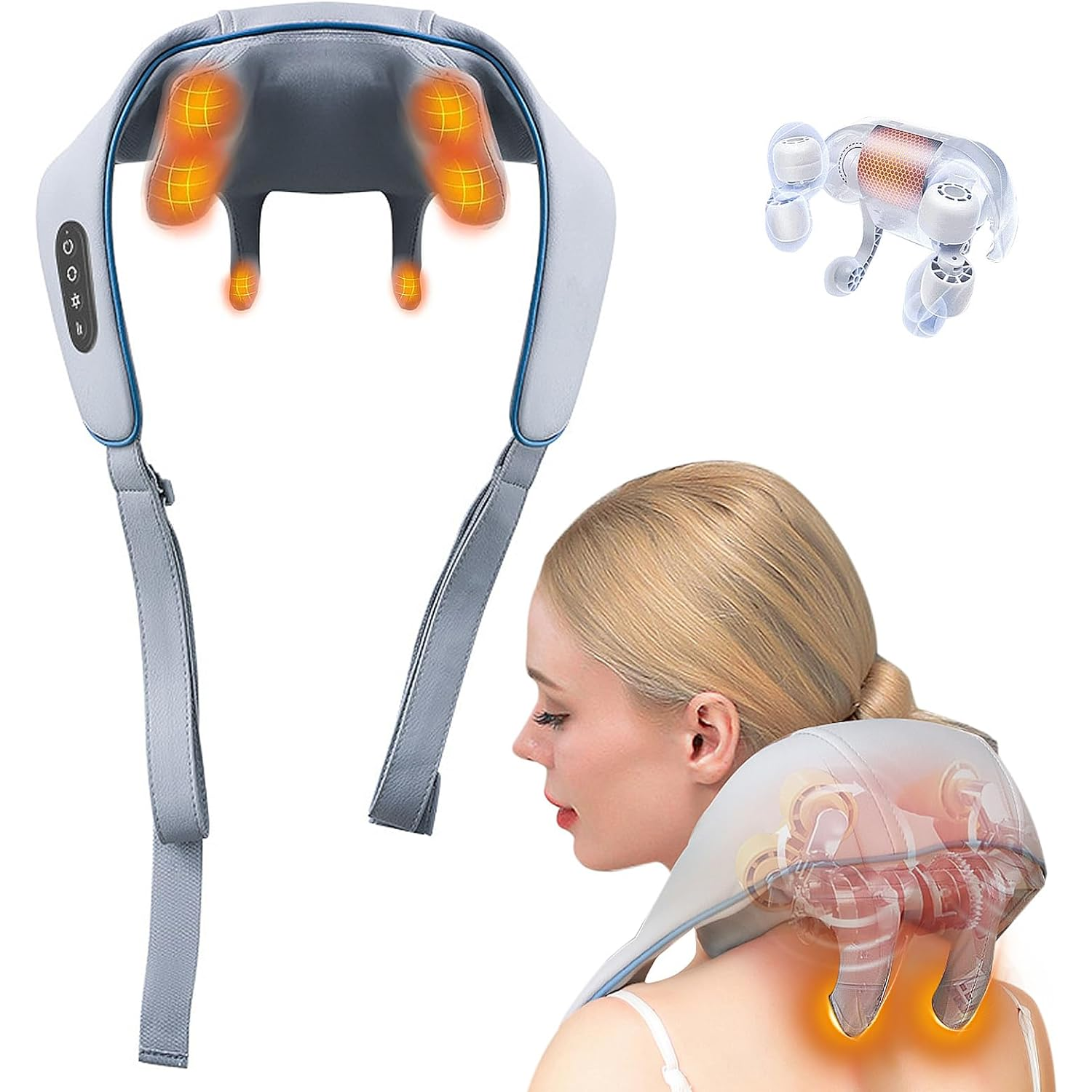 5D Shiatsu Neck and Back Massager with Soothing Heat Wireless Electric Deep  Tissue Kneading Massage Pillow Shoulder Leg Body